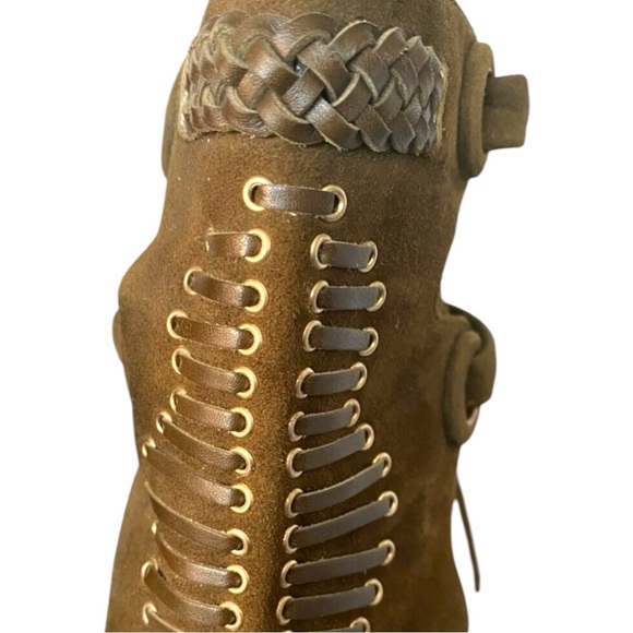 CLAUDIA SCHIFFER X AQUAZZURA HOLLAND SUEDE TIE-UP BOOTIES (SZ 37) (EUC) - Picture 4 of 12